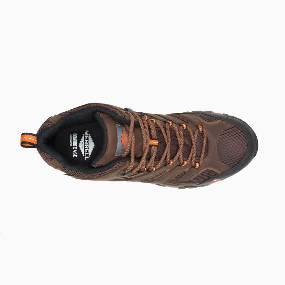 Brown Men's Merrell Moab Vertex Mid Waterproof Comp Toe Work Boots | Dubai-3625879