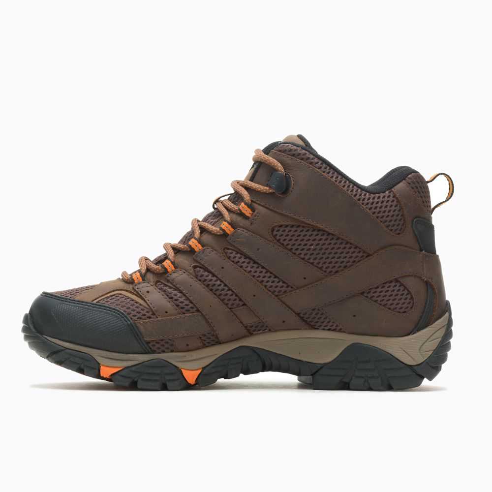 Brown Men's Merrell Moab Vertex Mid Waterproof SR Wide Width Work Boots | Dubai-7358164