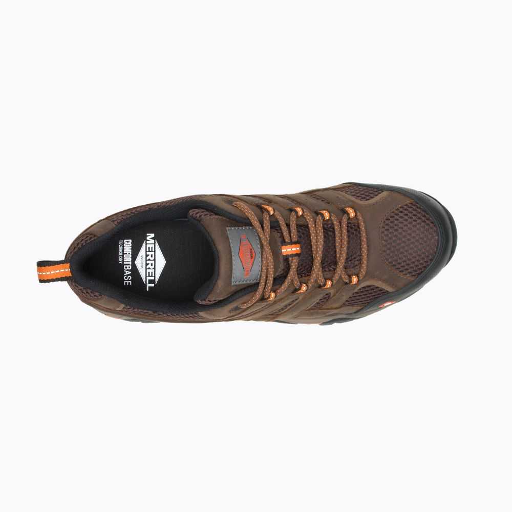 Brown Men's Merrell Moab Vertex Vent Comp Toe Wide Width Work Shoes | Dubai-0362574