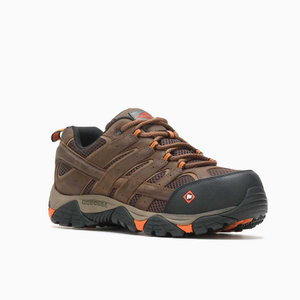 Brown Men's Merrell Moab Vertex Vent Comp Toe Wide Width Work Shoes | Dubai-0362574