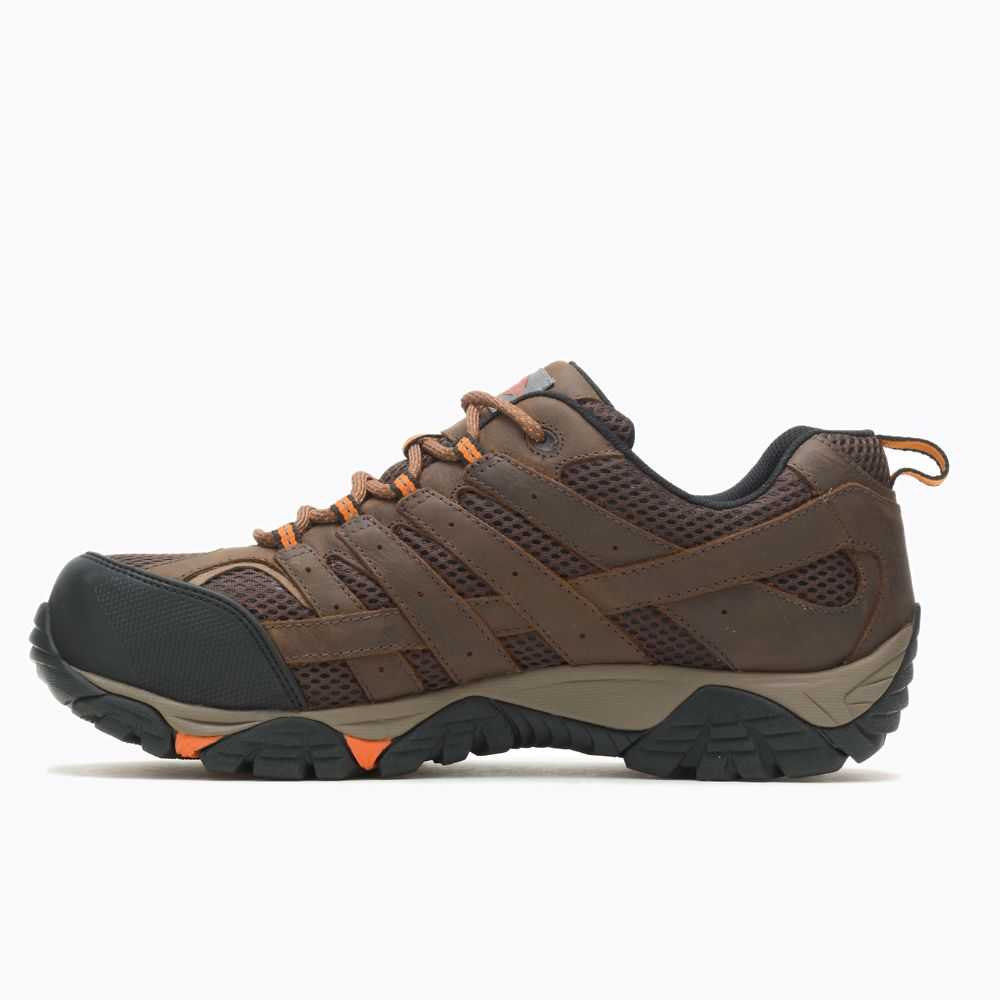 Brown Men's Merrell Moab Vertex Vent Comp Toe Wide Width Work Shoes | Dubai-0362574