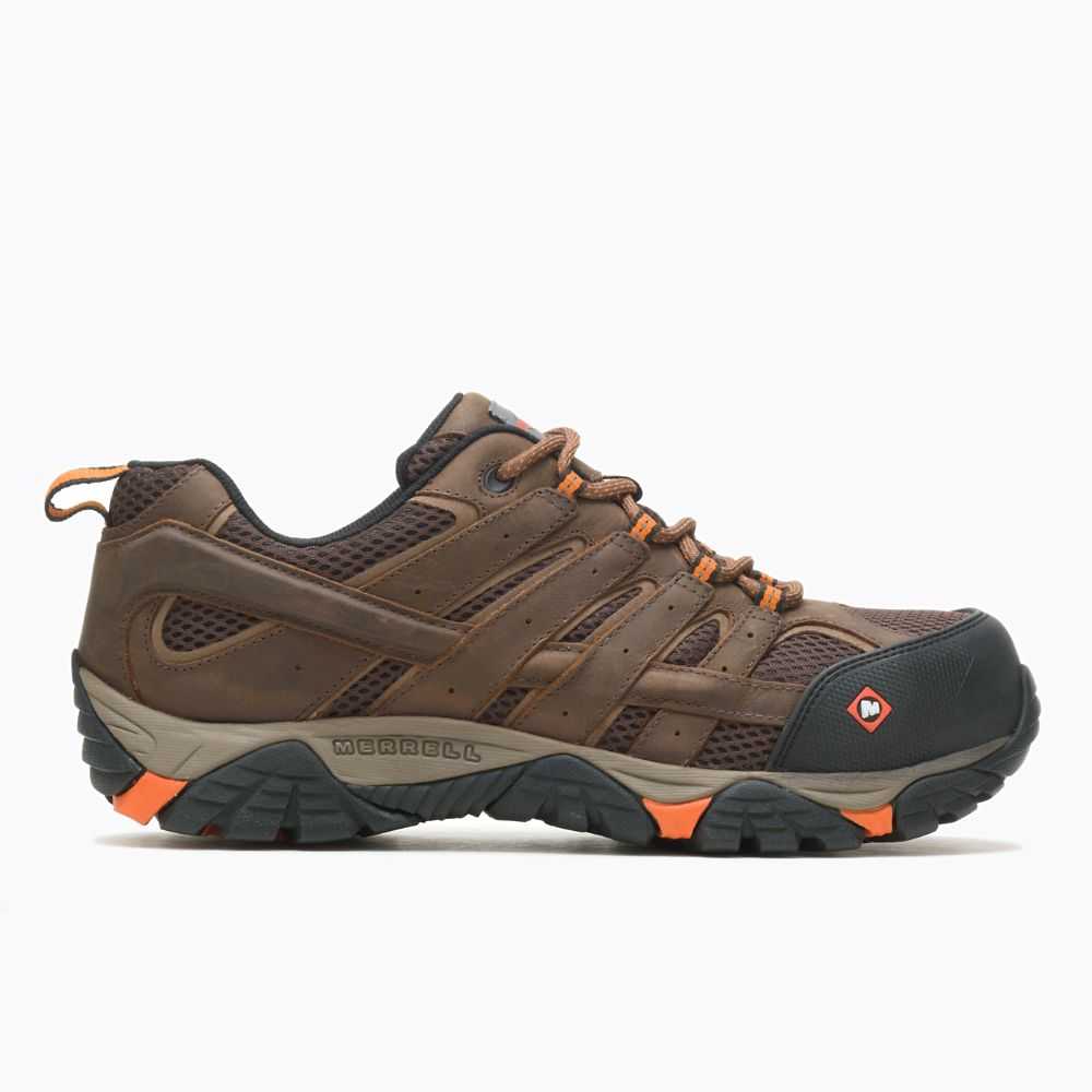 Brown Men\'s Merrell Moab Vertex Vent Comp Toe Wide Width Work Shoes | Dubai-0362574