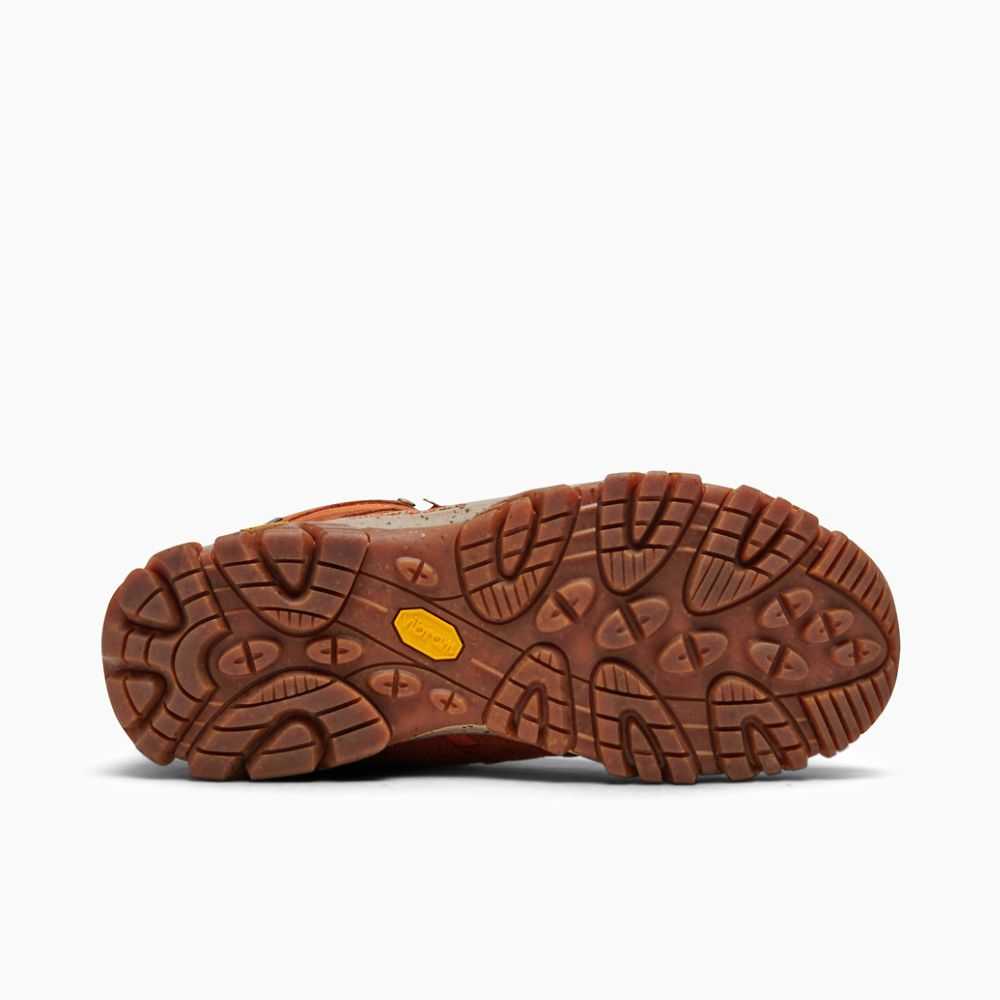 Brown/Orange Men's Merrell Moab 3 Smooth Mid GORE-TEX® Wide Width Hiking Shoes | Dubai-7295631