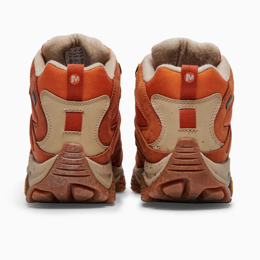 Brown/Orange Men's Merrell Moab 3 Smooth Mid GORE-TEX® Wide Width Hiking Shoes | Dubai-7295631