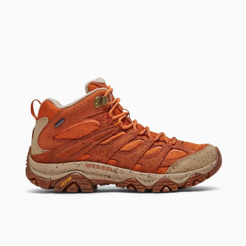 Brown/Orange Men\'s Merrell Moab 3 Smooth Mid GORE-TEX® Wide Width Hiking Shoes | Dubai-7295631