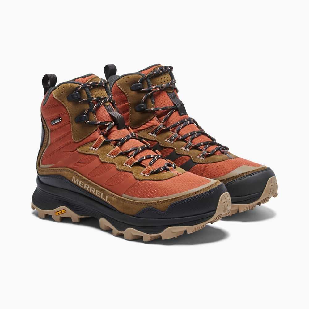 Brown/Orange Men's Merrell Moab Speed Thermo Mid Waterproof Hiking Boots | Dubai-0912876