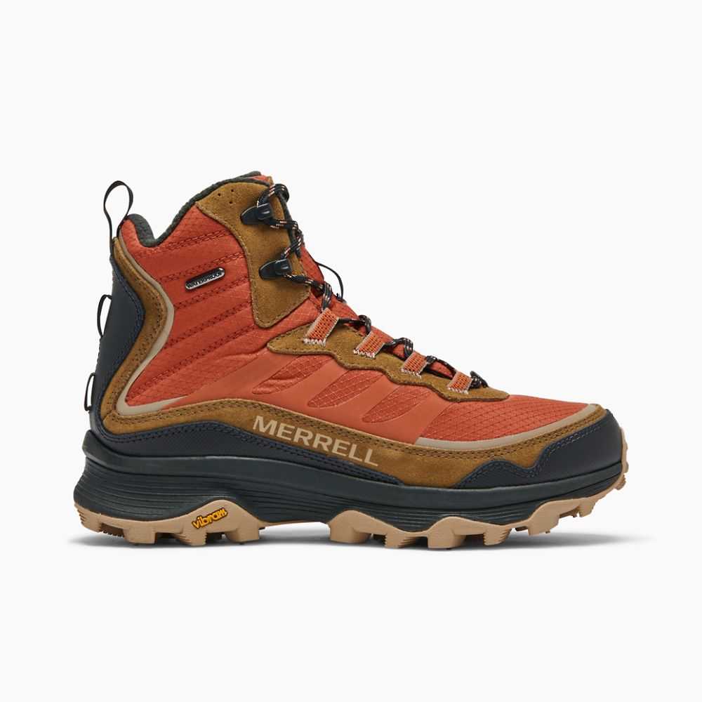 Brown/Orange Men\'s Merrell Moab Speed Thermo Mid Waterproof Hiking Boots | Dubai-0912876