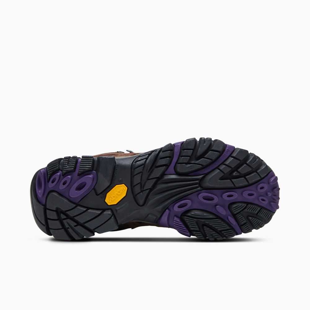 Brown/Purple Women's Merrell Moab 2 Mid Ventilator Wide Width Hiking Boots | Dubai-0295741