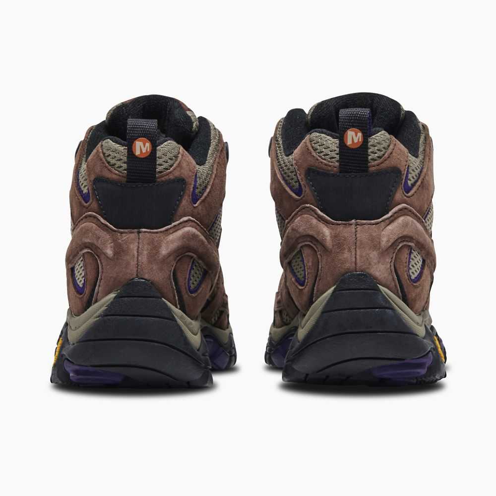 Brown/Purple Women's Merrell Moab 2 Mid Ventilator Wide Width Hiking Boots | Dubai-0295741