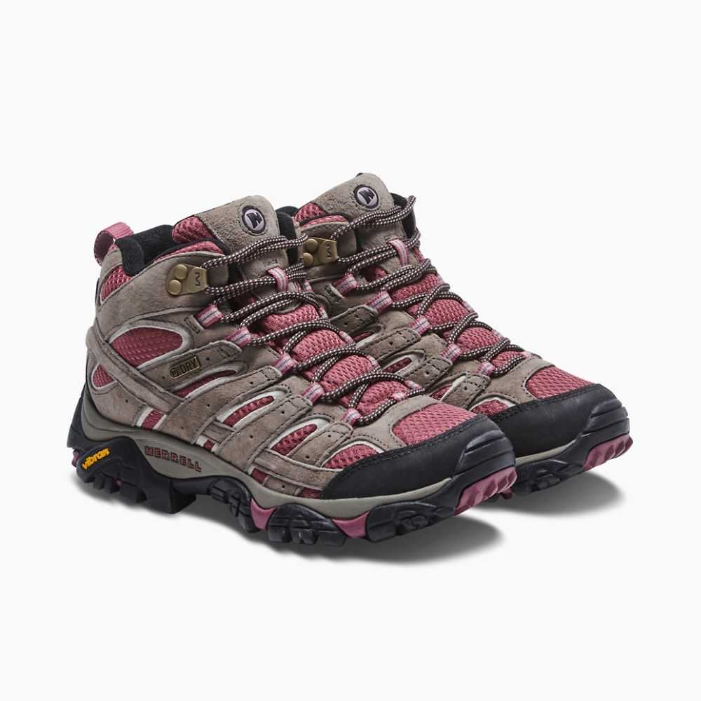 Brown Women's Merrell Moab 2 Mid Waterproof Hiking Boots | Dubai-0928416