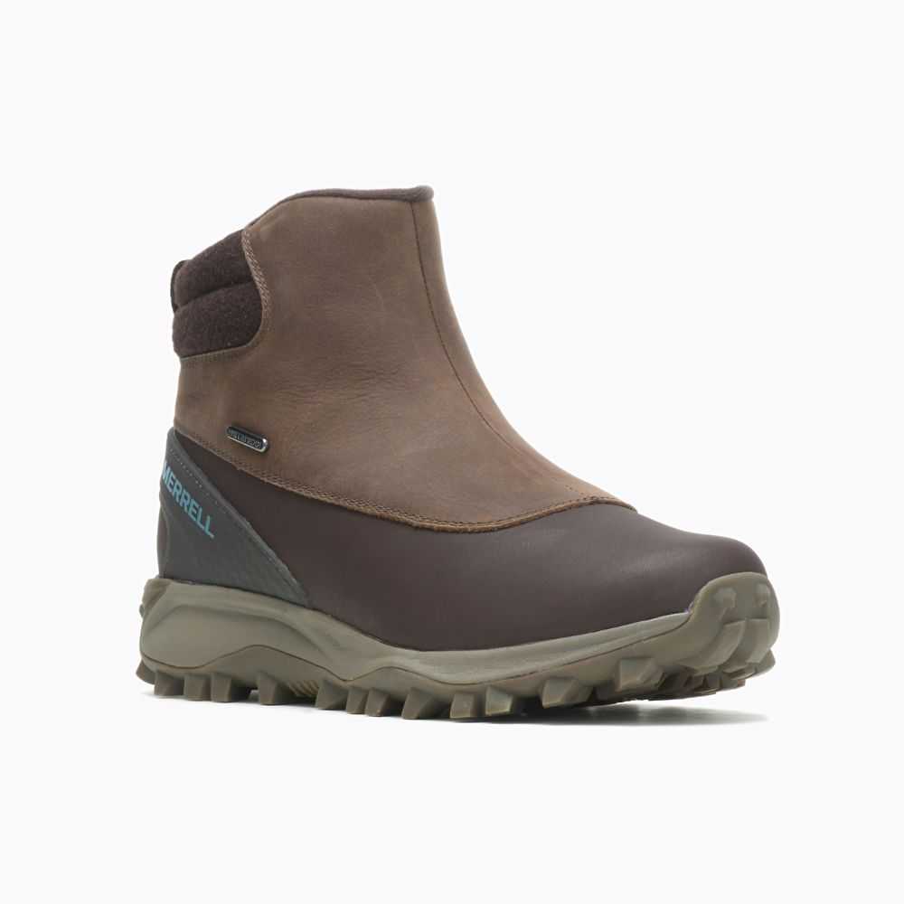 Brown Women's Merrell Thermo Kiruna Mid Zip Waterproof Winter Boots | Dubai-5214036