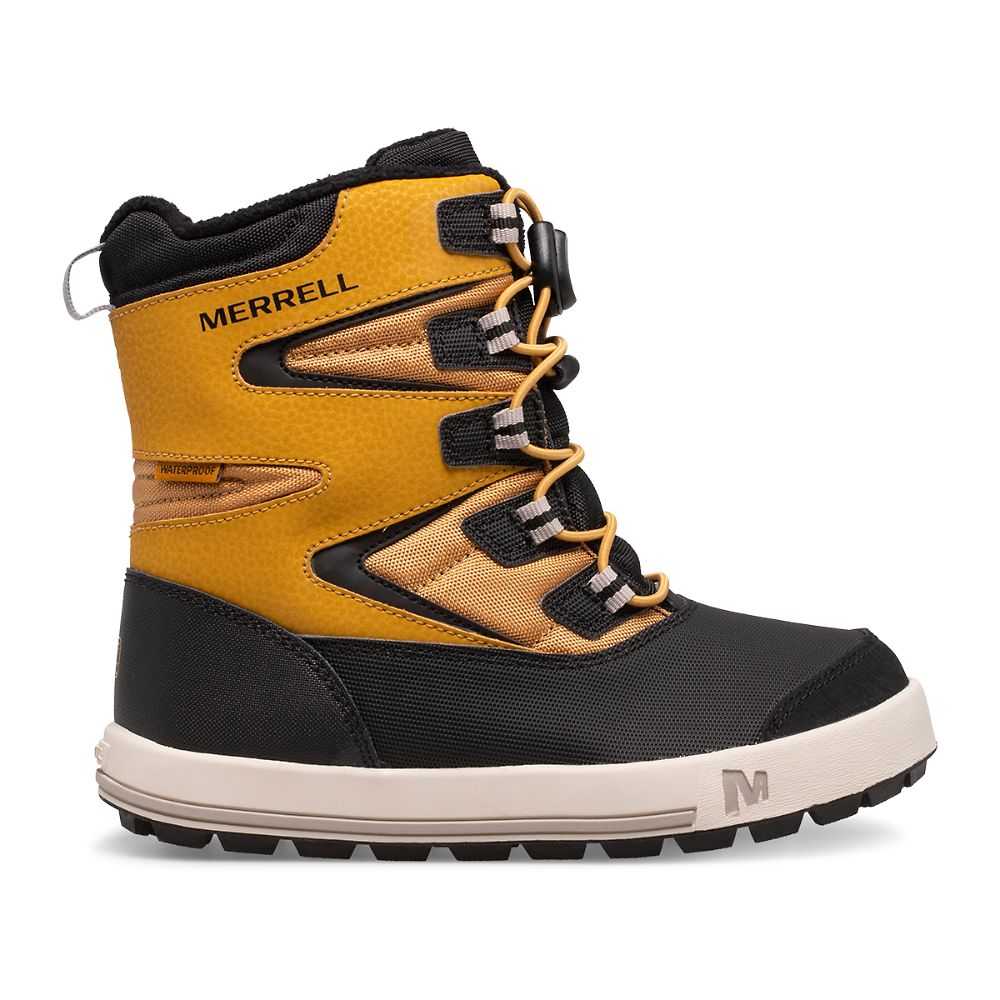 Brown Yellow/Black Boys' Merrell Snow Bank 3.0 Snow Boots | Dubai-0851294