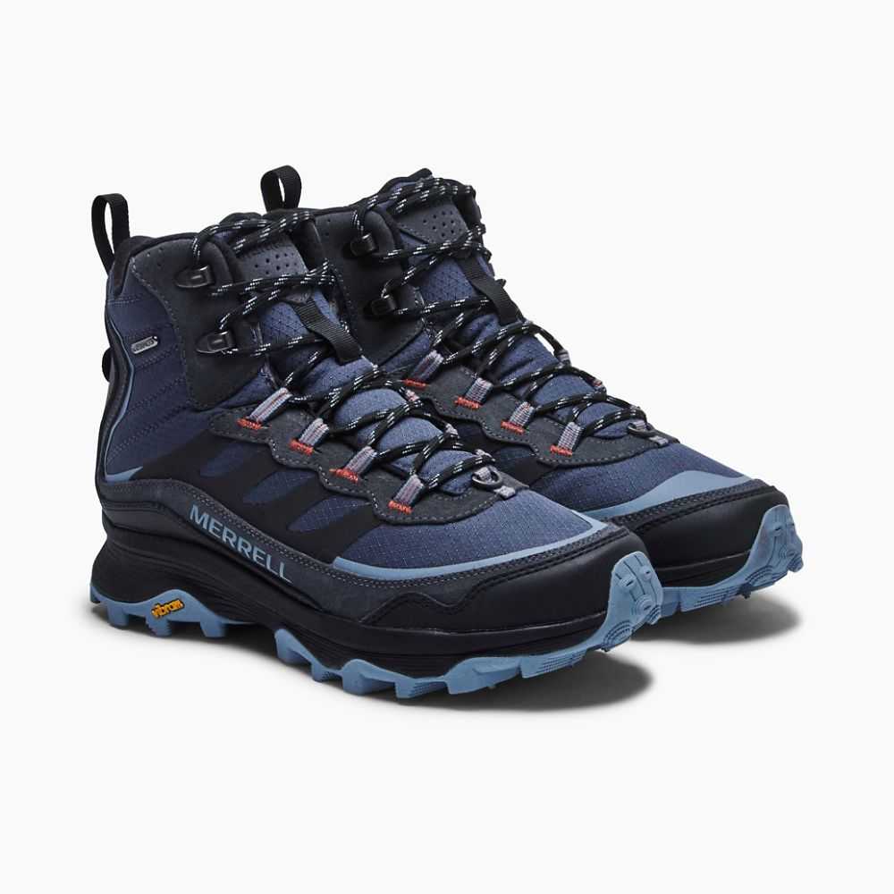 Dark Blue Men's Merrell Moab Speed Thermo Mid Waterproof Hiking Boots | Dubai-5743680