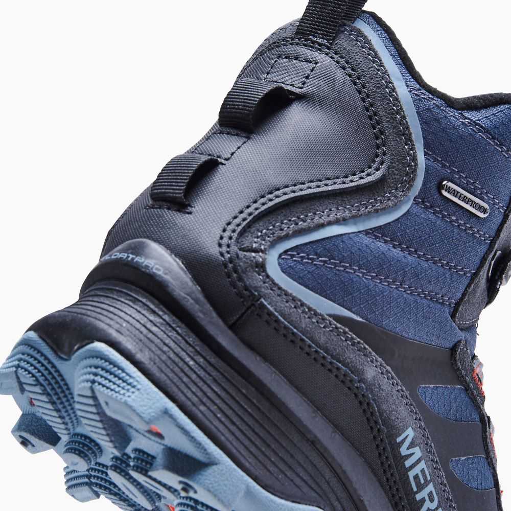 Dark Blue Men's Merrell Moab Speed Thermo Mid Waterproof Hiking Boots | Dubai-5743680