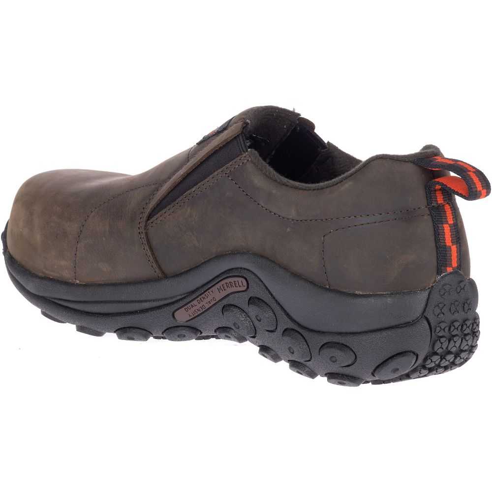 Dark Brown Men's Merrell Jungle Moc Leather Comp Toe Wide Width Slip On Shoes | Dubai-6291058