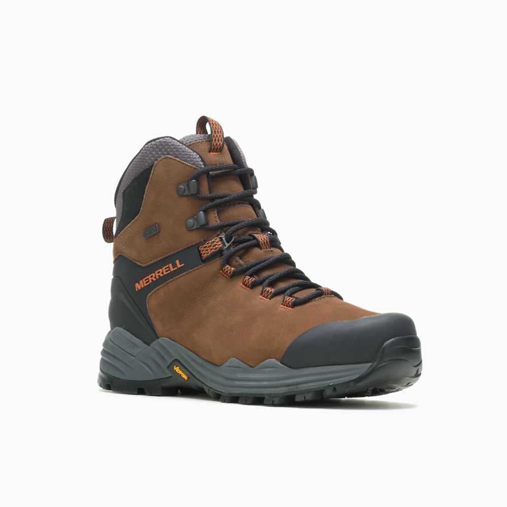 Dark Brown Men's Merrell Phaserbound 2 Tall Waterproof Hiking Boots | Dubai-5984021