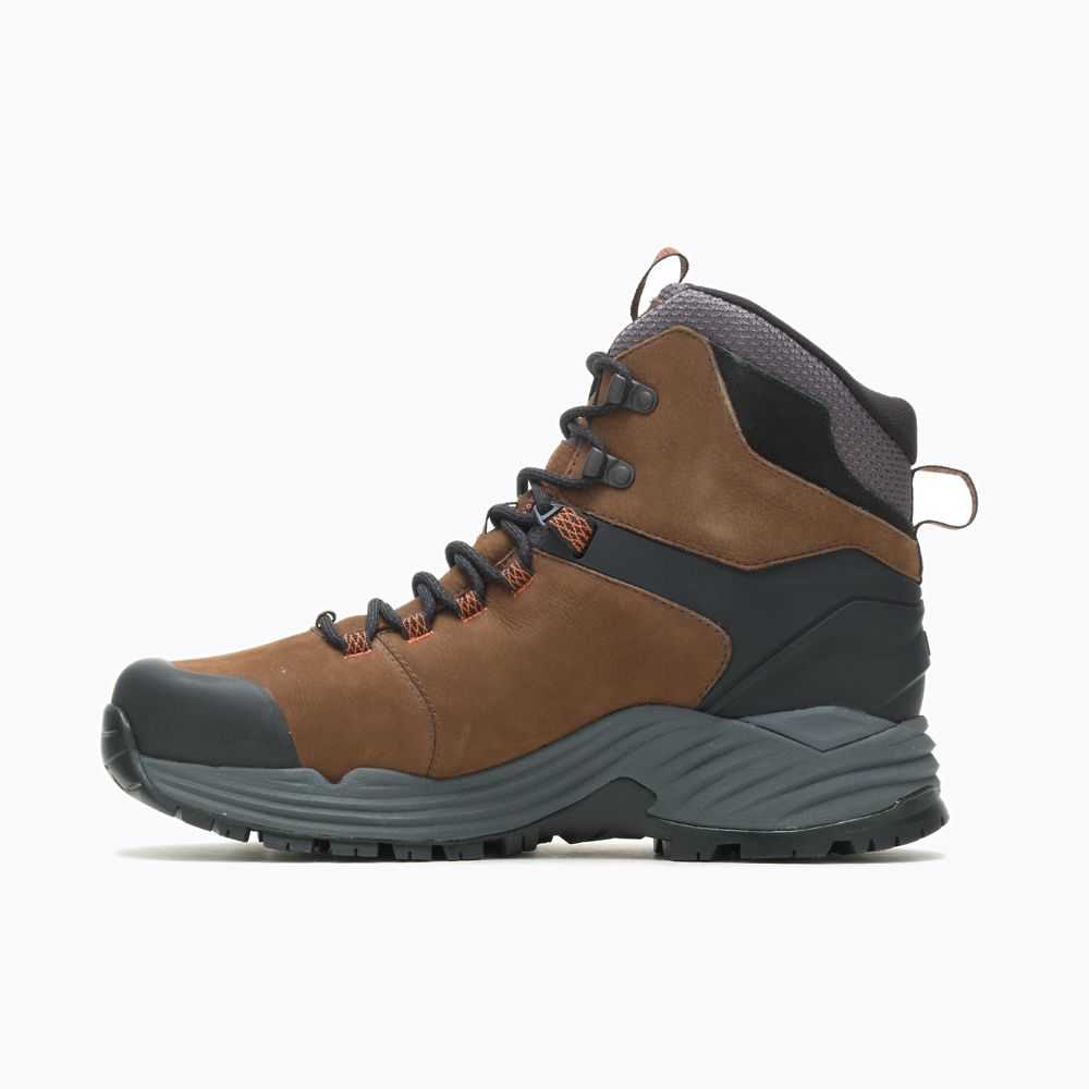 Dark Brown Men's Merrell Phaserbound 2 Tall Waterproof Hiking Boots | Dubai-5984021