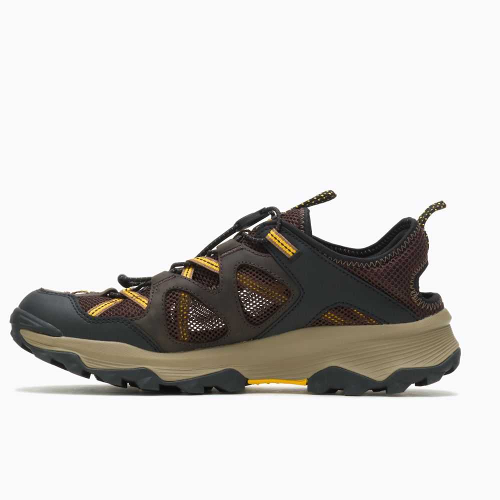 Dark Brown Men's Merrell Speed Strike Leather Sieve Sandals | Dubai-1806279