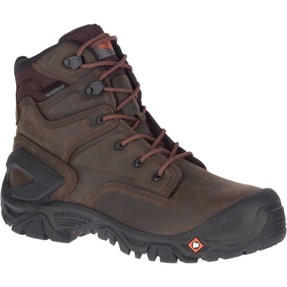 Dark Brown Men's Merrell Strongfield Work Boots | Dubai-7635104