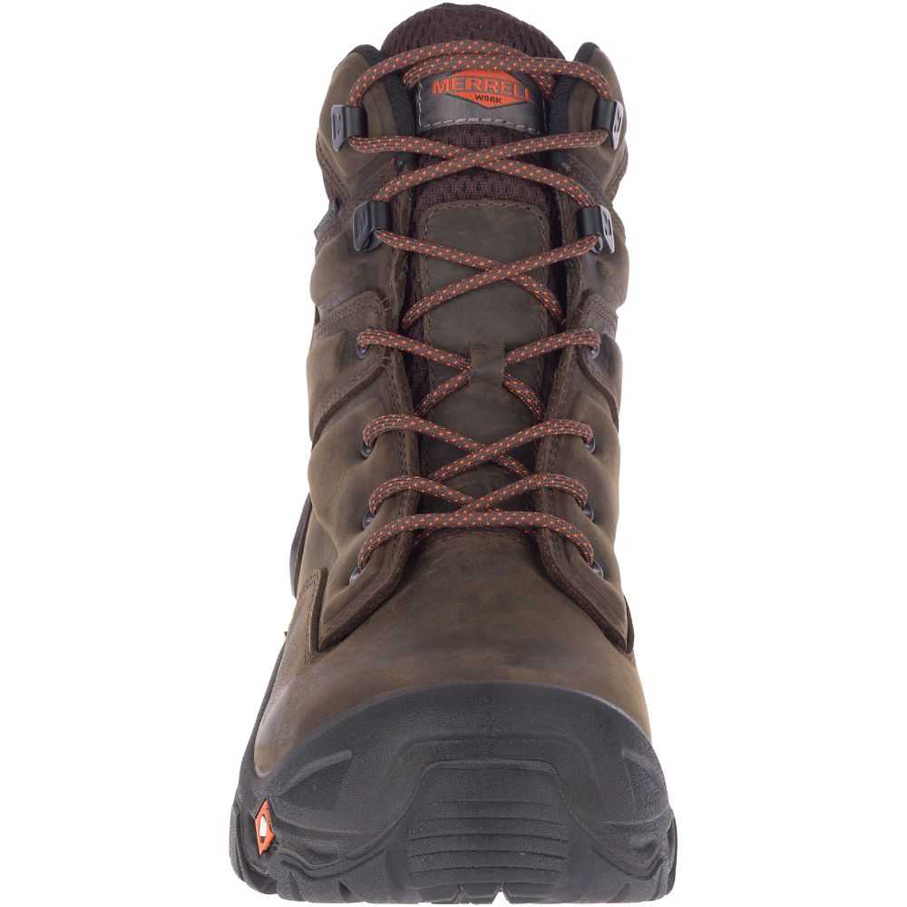 Dark Brown Men's Merrell Strongfield Work Boots | Dubai-7635104