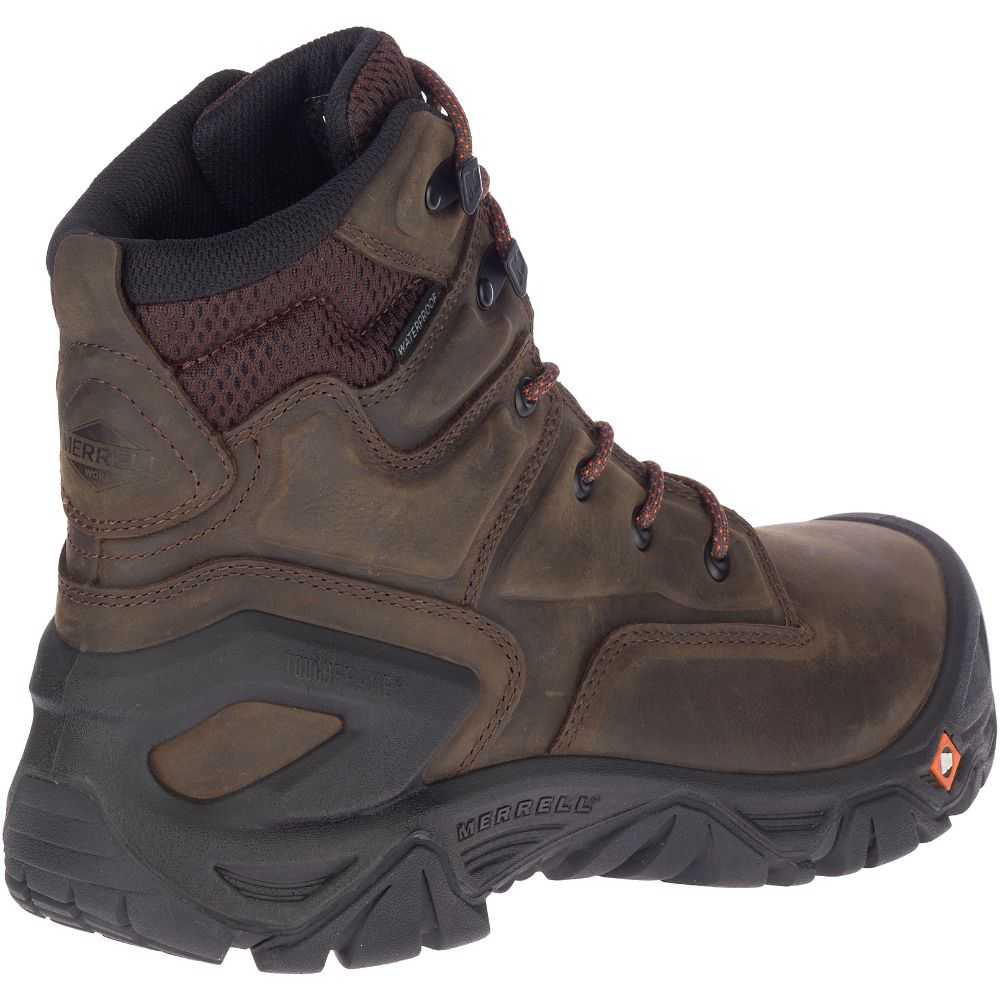 Dark Brown Men's Merrell Strongfield Work Boots | Dubai-7635104