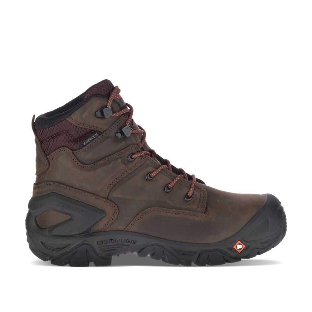 Dark Brown Men\'s Merrell Strongfield Work Boots | Dubai-7635104