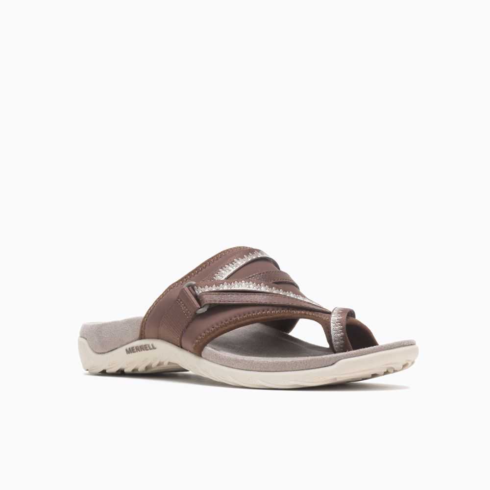 Dark Brown Women's Merrell Terran 3 Cush Post Sandals | Dubai-6324187