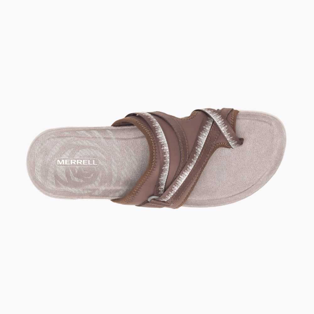 Dark Brown Women's Merrell Terran 3 Cush Post Sandals | Dubai-6324187