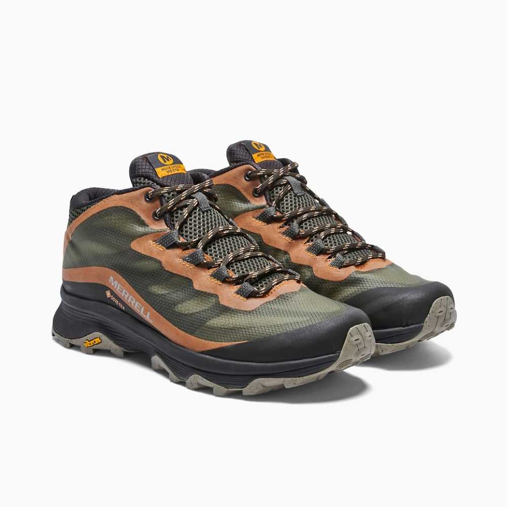 Dark Green Men's Merrell Moab Speed Mid GORE-TEX® Hiking Boots | Dubai-1486532