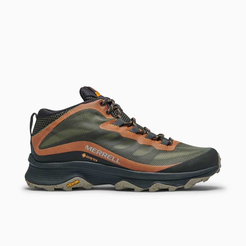 Dark Green Men\'s Merrell Moab Speed Mid GORE-TEX® Hiking Boots | Dubai-1486532