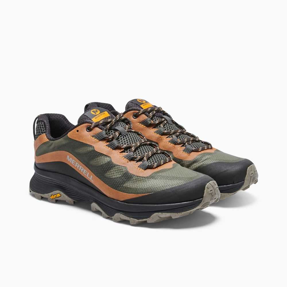 Dark Green Men's Merrell Moab Speed Trail Running Shoes | Dubai-0123479