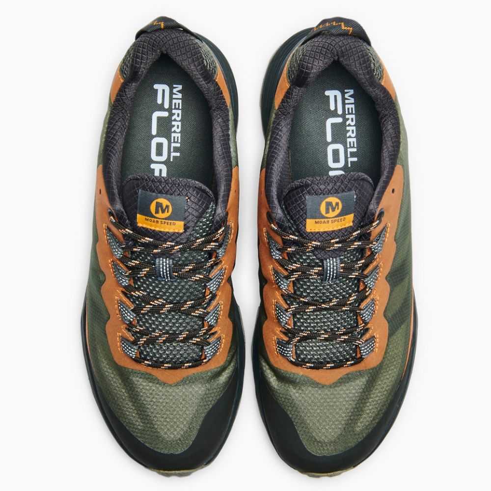 Dark Green Men's Merrell Moab Speed Trail Running Shoes | Dubai-0123479