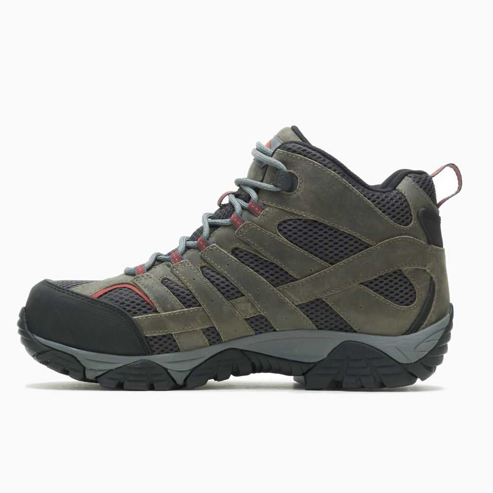 Dark Green Men's Merrell Moab Vertex Mid Waterproof Comp Toe Wide Width Work Boots | Dubai-0239164