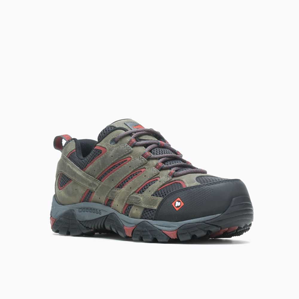 Dark Green Men's Merrell Moab Vertex Vent Comp Toe Wide Width Work Shoes | Dubai-8693201