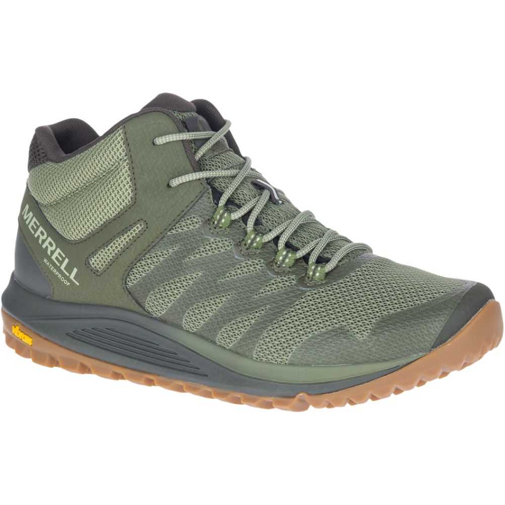 Dark Green Men's Merrell Nova 2 Mid Waterproof Wide Width Hiking Boots | Dubai-2719638