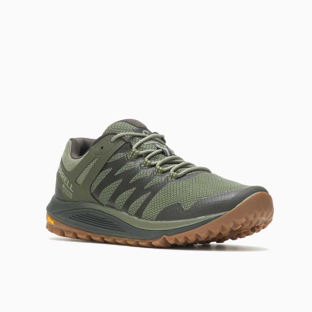 Dark Green Men's Merrell Nova 2 Mid Waterproof Wide Width Trail Running Shoes | Dubai-6842305