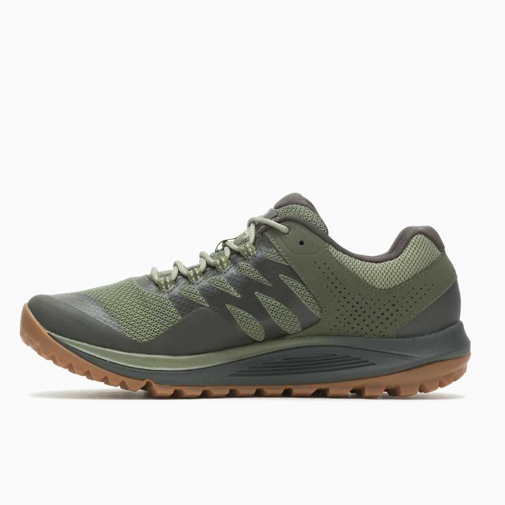 Dark Green Men's Merrell Nova 2 Mid Waterproof Wide Width Trail Running Shoes | Dubai-6842305