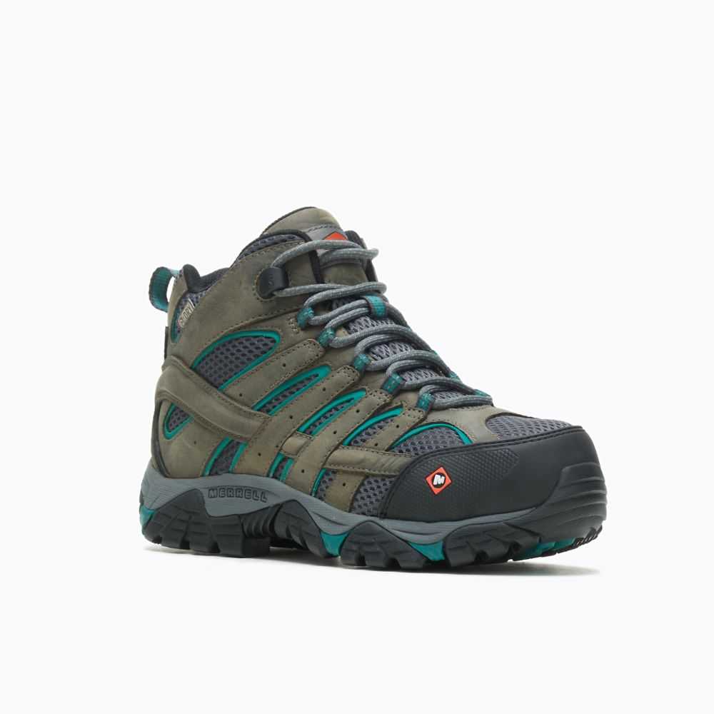 Dark Green Women's Merrell Moab Vertex Mid Waterproof Comp Toe Work Boots | Dubai-2471850