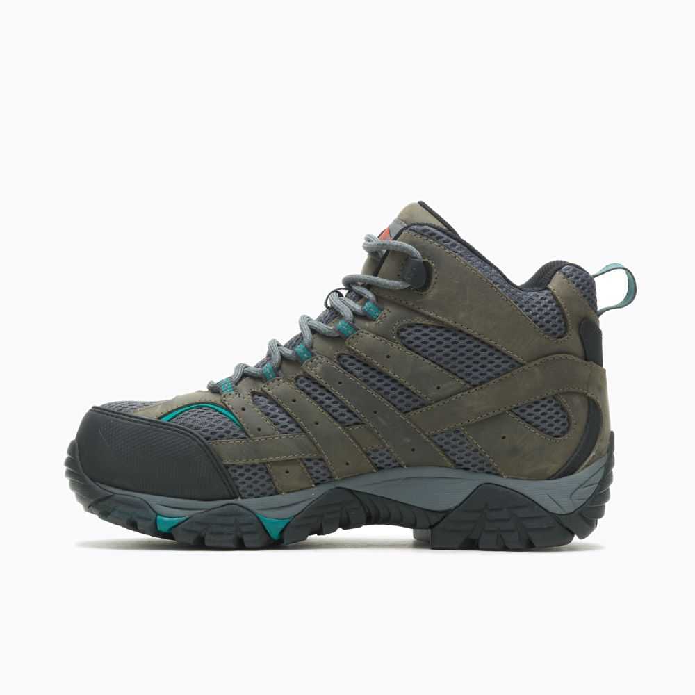 Dark Green Women's Merrell Moab Vertex Mid Waterproof Comp Toe Work Boots | Dubai-2471850