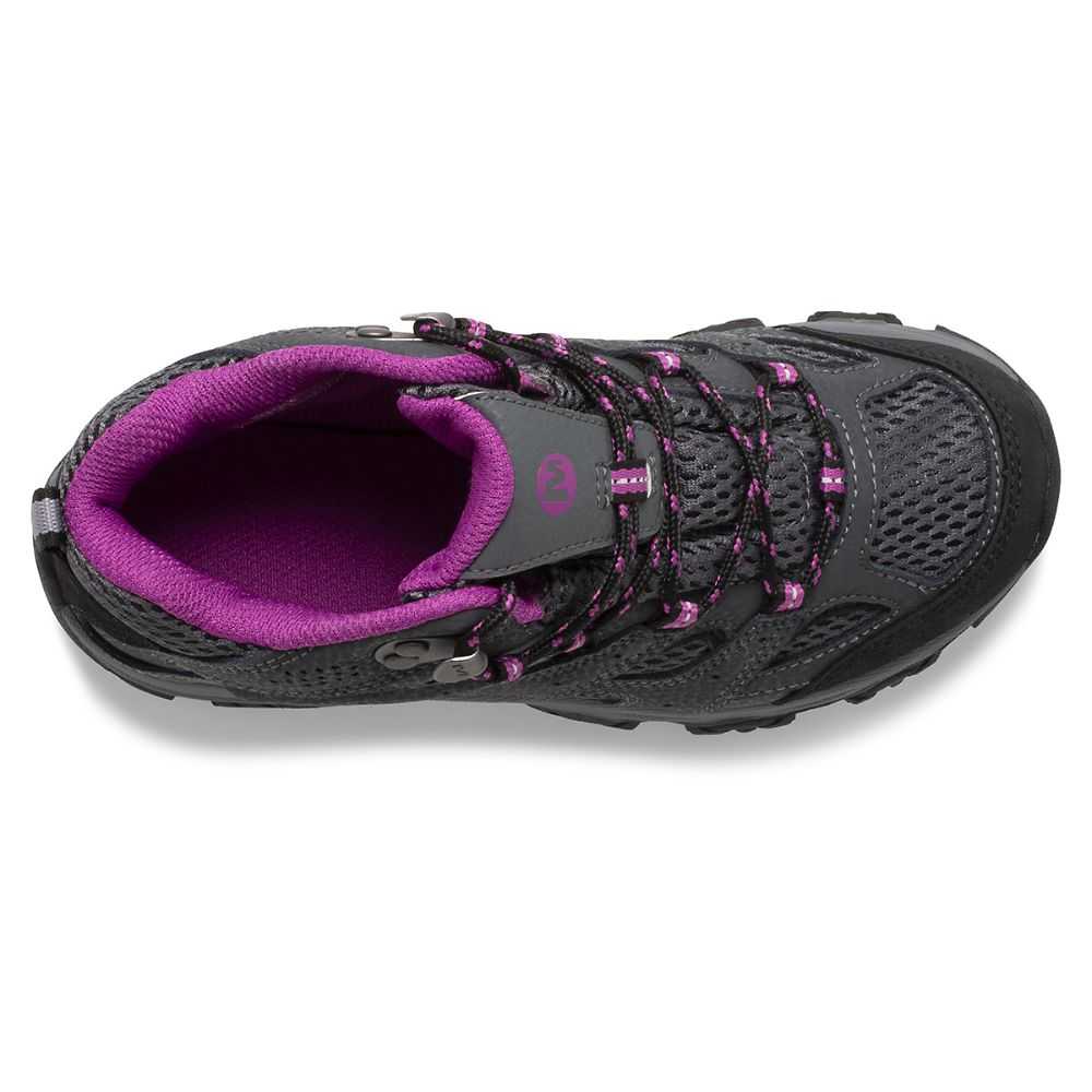 Dark Grey/Fuchsia Boys' Merrell Moab 3 Mid Waterproof Hiking Boots | Dubai-1205643