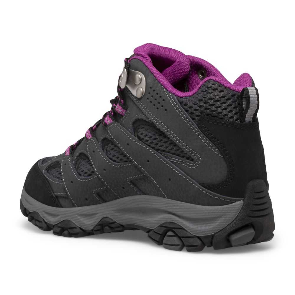 Dark Grey/Fuchsia Girls' Merrell Moab 3 Mid Waterproof Hiking Boots | Dubai-9630421