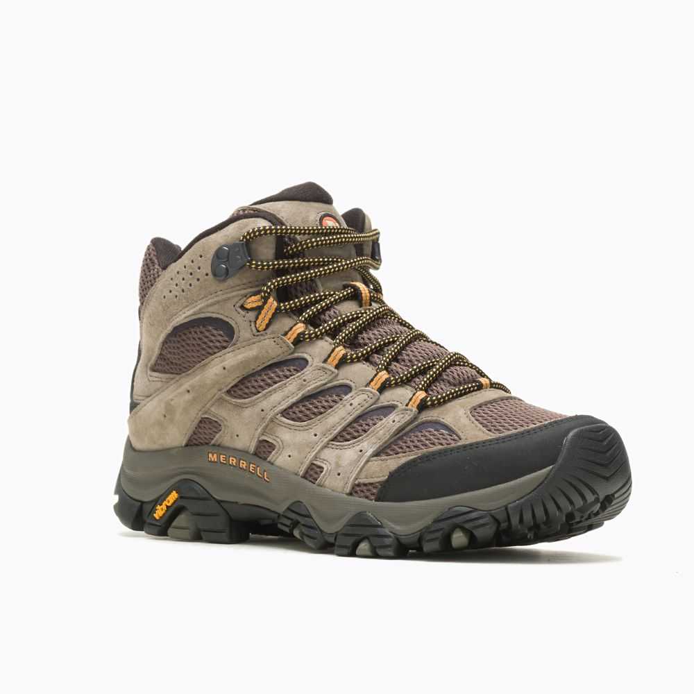 Dark Grey/Light Brown Men's Merrell Moab 3 Mid Wide Width Hiking Boots | Dubai-3175046