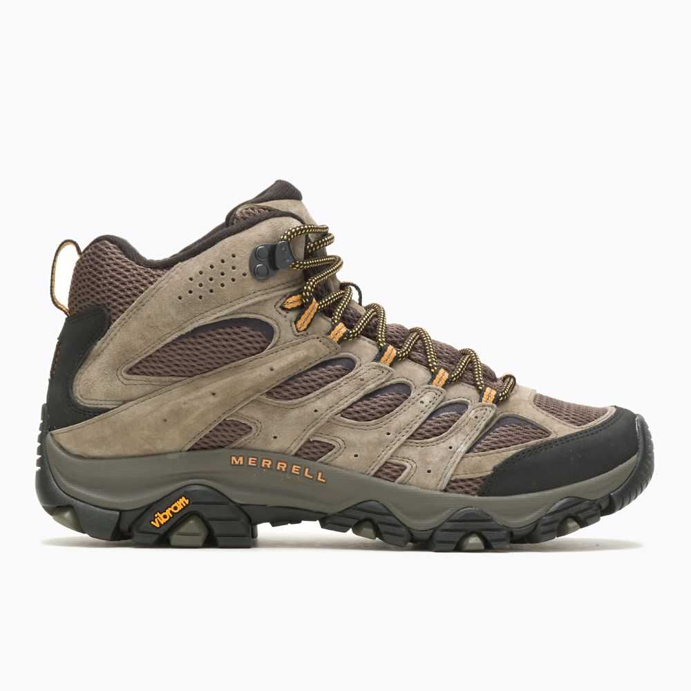 Dark Grey/Light Brown Men\'s Merrell Moab 3 Mid Wide Width Hiking Boots | Dubai-3175046