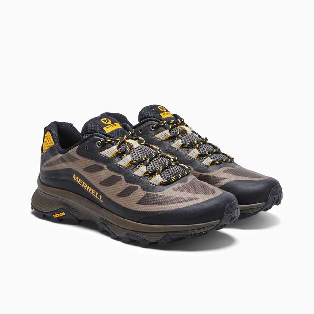 Dark Grey/Light Brown Men's Merrell Moab Speed Hiking Shoes | Dubai-9584021