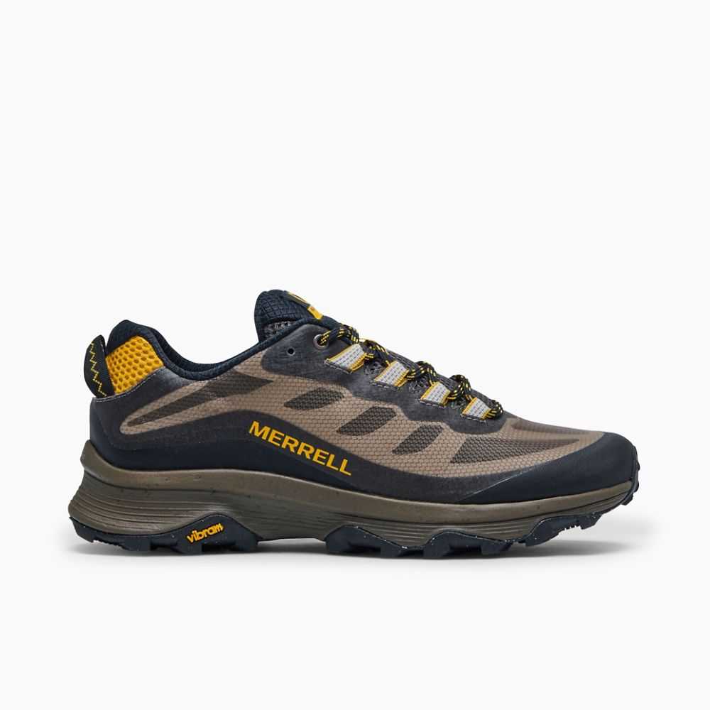 Dark Grey/Light Brown Men\'s Merrell Moab Speed Hiking Shoes | Dubai-9584021