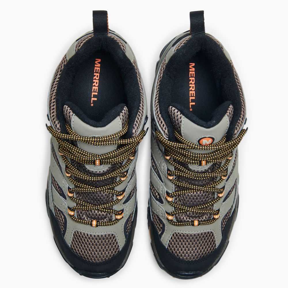 Dark Grey/Light Brown Men's Merrell Moab 2 Mid GORE -TEX® Wide Width Hiking Boots | Dubai-9840276