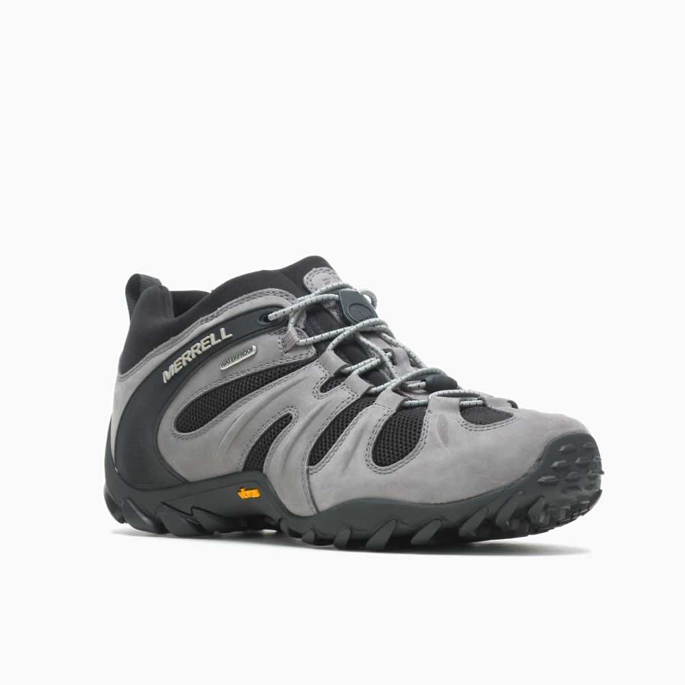 Deep Grey Men's Merrell Chameleon 8 Stretch Waterproof Hiking Shoes | Dubai-9135086