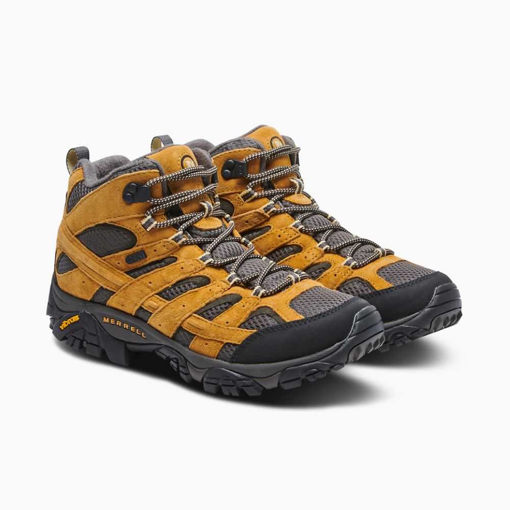 Gold Men's Merrell Moab 2 Mid Waterproof Hiking Boots | Dubai-6107392