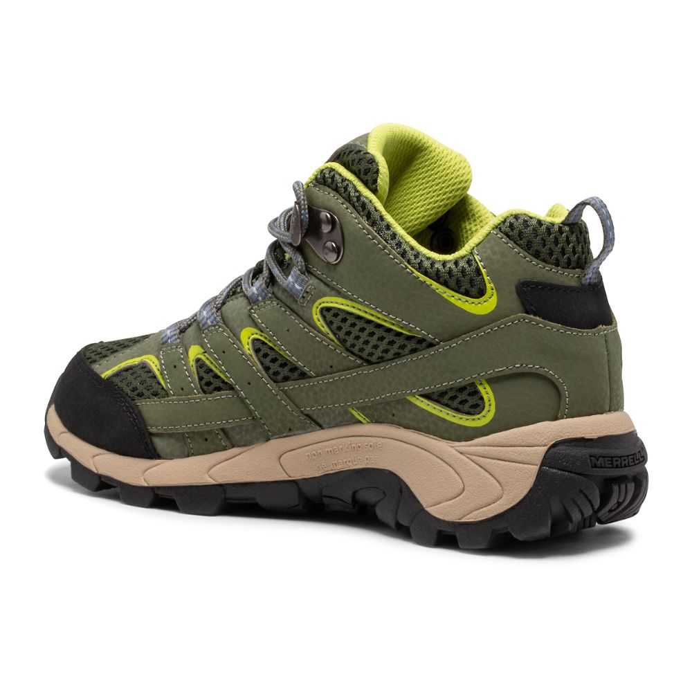 Green/Light Green Boys' Merrell Moab 2 Mid Waterproof Hiking Boots | Dubai-6125039