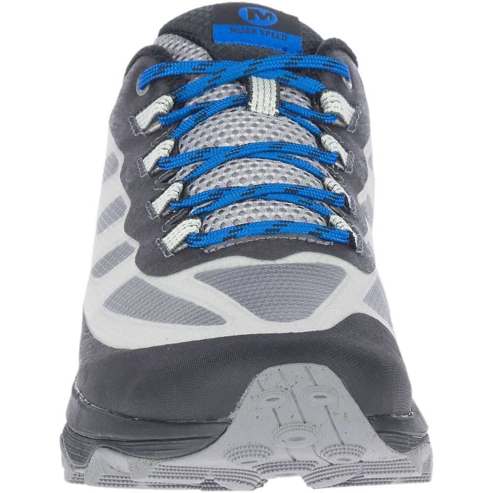 Grey/Blue Men's Merrell Moab Speed Hiking Shoes | Dubai-3104762